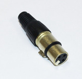 Разъем XLR (Canon) 3pin гнездо на кабель, цанга, черный, позолочен, 1-504G